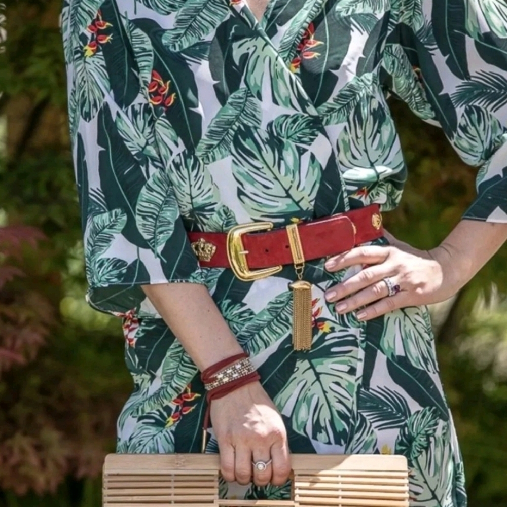 Rachel Zoe‎ Tropical Palm Leaf Print Kimono Duster Coverup OS Boho Coastal